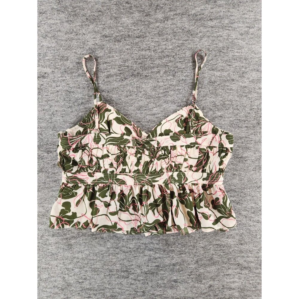 PARKER Floral Print Peplum Cami Tank Top Women SZ 14 NWOT
